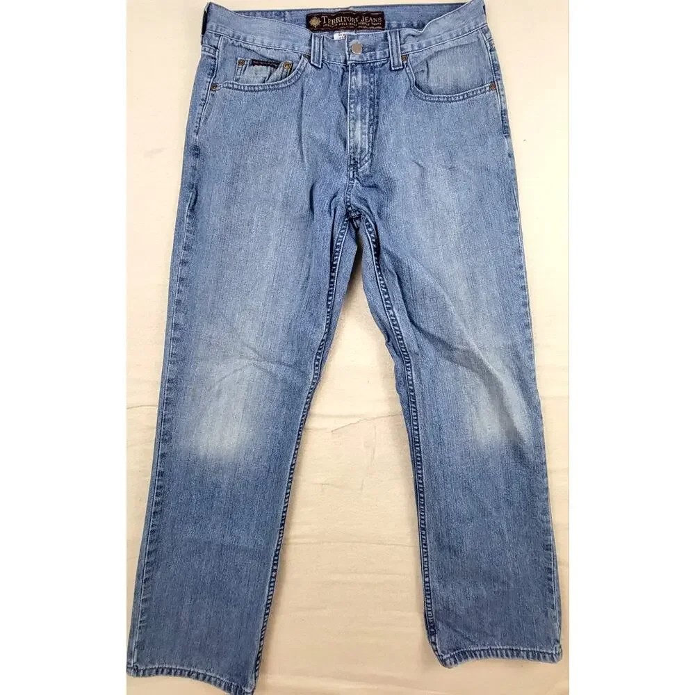The Territory Ahead Straight Leg Jeans 34x32 Relaxed Fit Cotton Denim